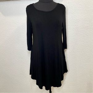 Black 3/4 sleeve tunic top dress with pockets size medium
